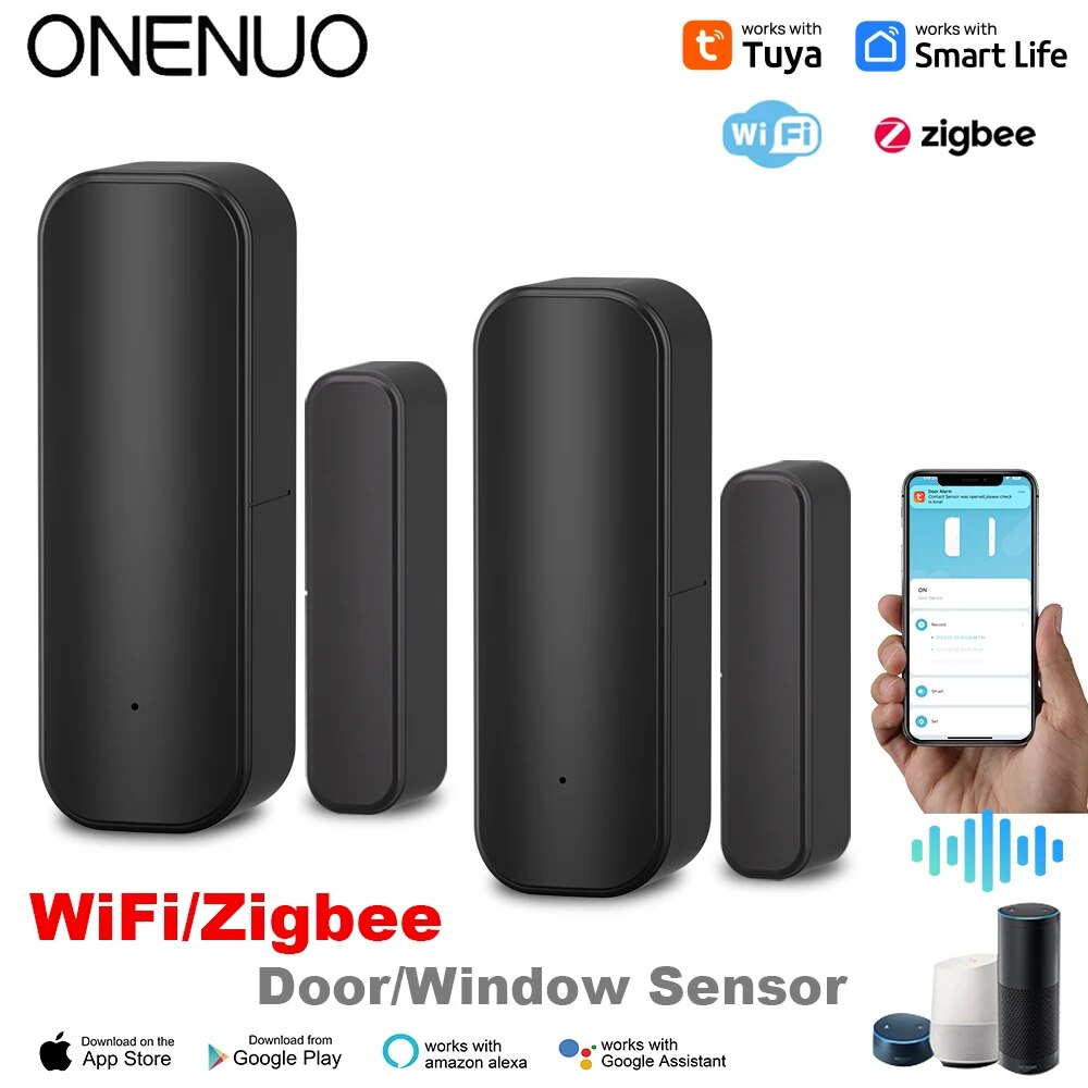 Smart Home Improvement - Tuya-zigbeeドアおよびウィンドウセンサー,スマートホーム,ワイヤレス,オープンおよびクローズセンサー,アプリ,リモートアラーム,alexaおよびGoogleHomeで動作