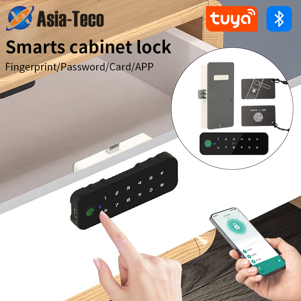 Smart Home Key - Tuya Bluetooth スマート木製キャビネット指紋ロックアプリリモコンモニターキーレスカードロック解除ドアロッカー家具引き出し