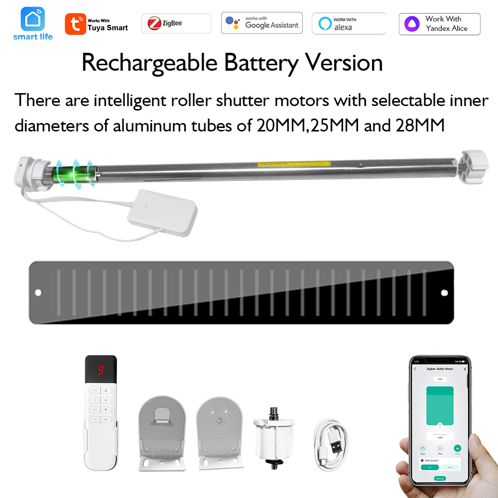 Smart Home Improvement - Tuya Zigbee バッテリーシャッターローラーブラインドモーター 20MM 25MM 28MM