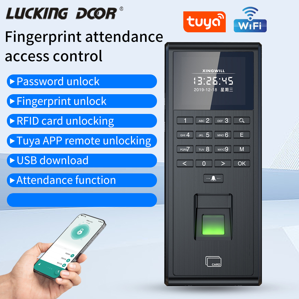 Smart Home Key - Tuya-インテリジェント生体認証指紋認証システム,時間監視システム,1000ユーザー,wifi,wg26,アクセス制御,リーダーアプリケーション,リモートコントロール