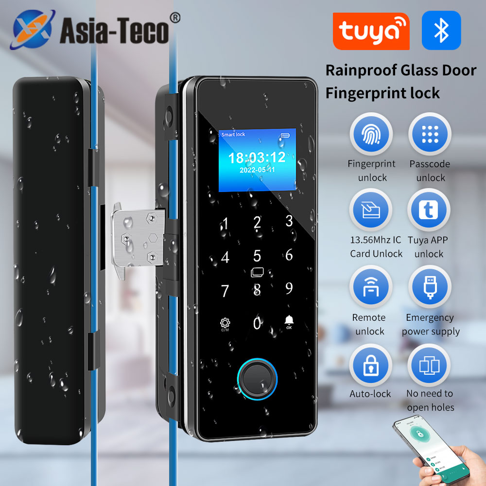 Smart Home Ezviz - Tuya-インテリジェント防水ドアロック,指紋ロック,電子リムロック,ガラスドアサポート,リモコンアプリケーション,Bluetooth,ip54