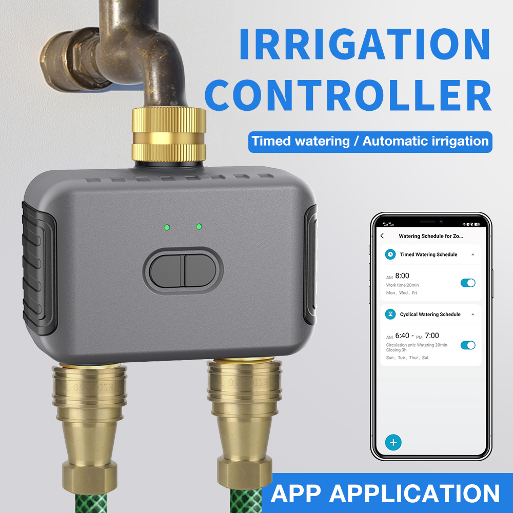 Smart Home Sistem - Tuya 2 ゾーン散水タイマー庭自動灌漑コントローラー散水システム点滴スプリンクラースマートライフ Alexa Google ホーム
