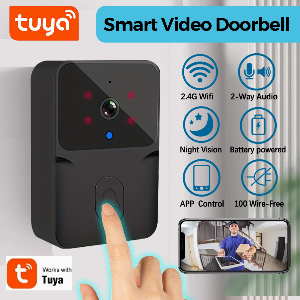 Smart Home Cctv - Tuya ワイヤレススマートビデオドアベル、2.4G WiFi ホームセキュリティカメラ、双方向オーディオ、ナイトビジョン、バッテリー、安全なホームモニタリング