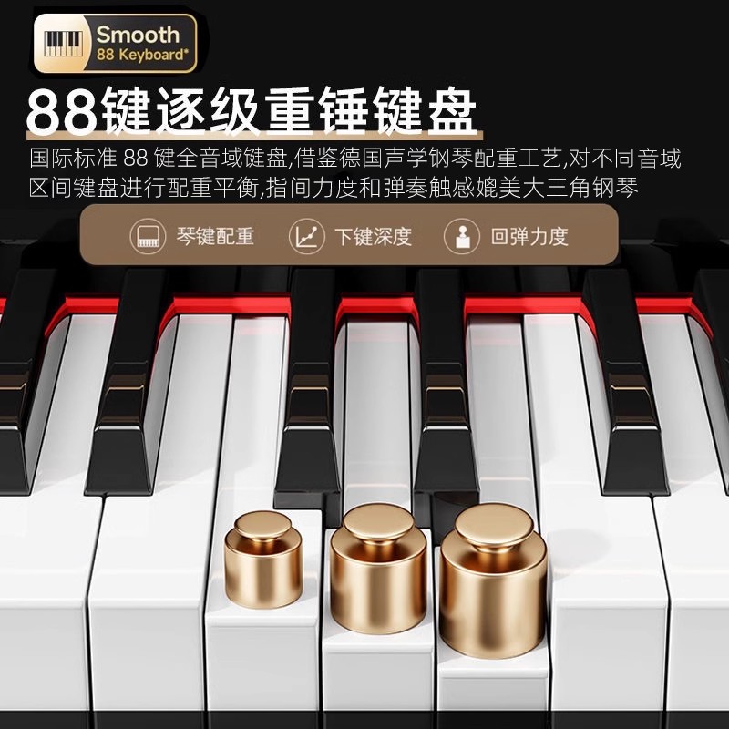 グランドピアノ 88鍵盤 ウェイテッド スマート電子ピアノ  - Smart Home Key のレビューと価格
