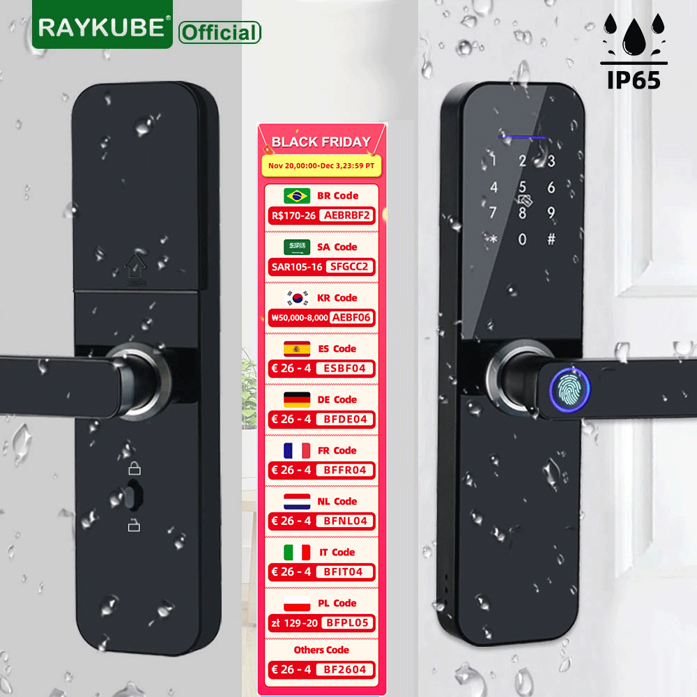 Raykube-防水Tuya電子スマートドアロック,指紋,ス - Smart Home Ezviz のレビューと価格