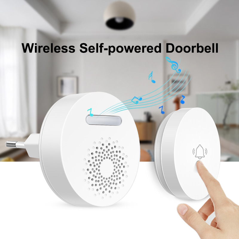 ワイヤレスドアベルバッテリーなしセルフパワーボタンウェルカム - Smart Home Improvement のレビューと価格