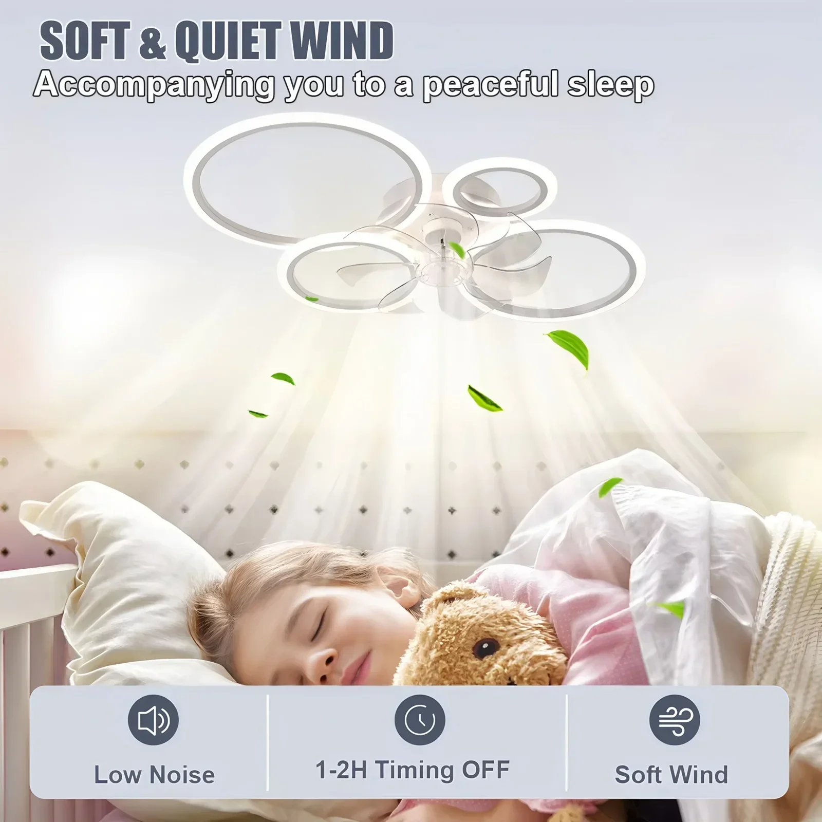 LED照明付きリングシーリングファン 北欧ミニマリスト家庭用 - Smart Home Ventilation System のレビューと価格