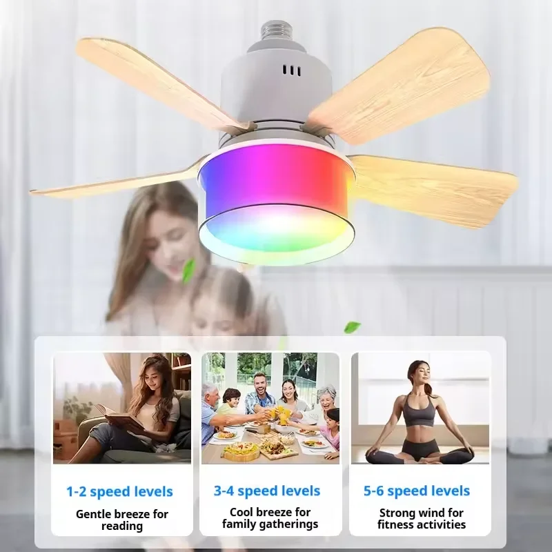 RGB LED シーリングファンランプ E27 調光可能なサ - Smart Home Ventilation System のレビューと価格