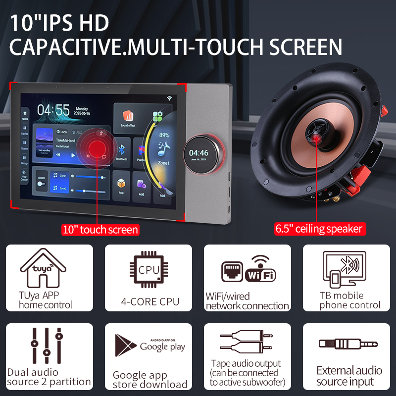 スマートホーム背景音楽システム 2ゾーン 8*30W 10イ - Smart Home Touchscreen Control Panel のレビューと価格