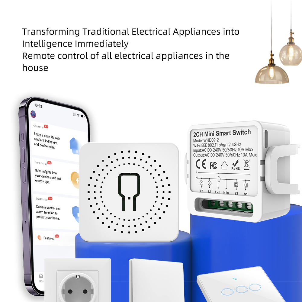 2ウェイTuyaスマートスイッチ2連スマートライトブレーカー - Smart Home Sistem のレビューと価格