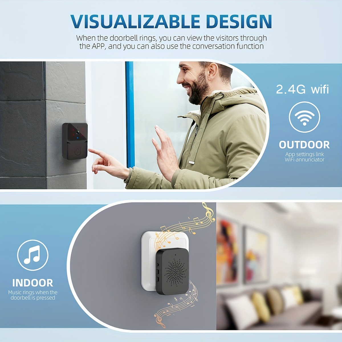 Tuya ワイヤレススマートビデオドアベル、2.4G WiF - Smart Home Cctv のレビューと価格